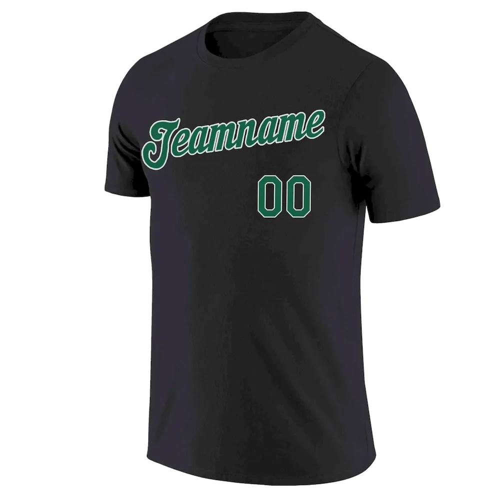 Custom Black Green-White Classic Style Crew neck T-Shirts Full Sublimated