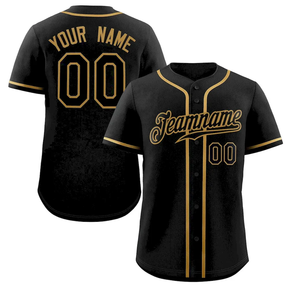 Custom Black Old Gold Classic Style Authentic Baseball Jersey