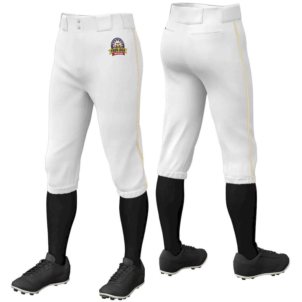 Custom White Khaki Classic Fit Stretch Practice Knickers Baseball Pants