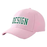 Custom Pink Kelly Green-White Curved Eaves Sport Design Baseball Cap