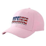 Custom Pink Vintage USA Flag-Gold Curved Eaves Sport Design Baseball Cap