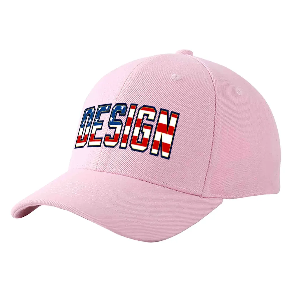 Custom Pink Black-White Curved Eaves Sport Design Baseball Cap