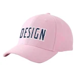 Custom Pink Navy-White Curved Eaves Sport Design Baseball Cap