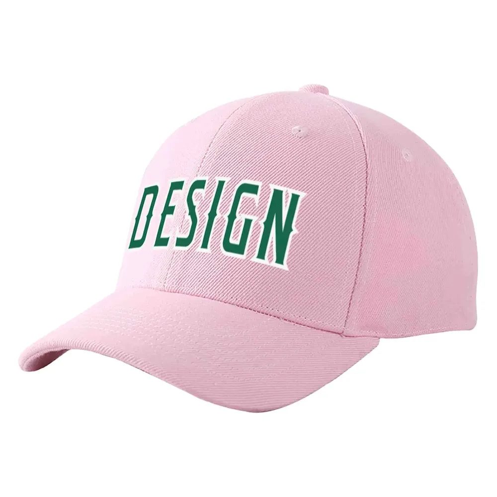 Custom Pink Black-Gold Curved Eaves Sport Design Baseball Cap