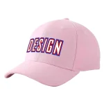 Custom Pink White-Red Curved Eaves Sport Design Baseball Cap