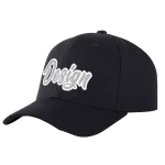 Custom Black Gray-White Curved Eaves Sport Design Baseball Cap