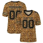 Custom Camo Black-Old Gold Leopard Mesh Authentic Football Jersey