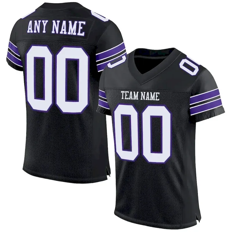 Custom White Royal-Black Classic Style Mesh Authentic Football Jersey