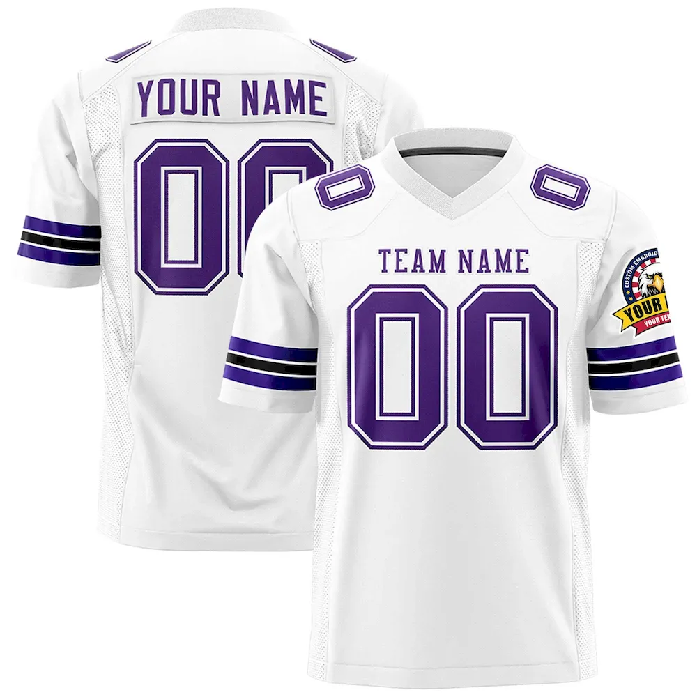 Custom White Purple Personalized Classic Authentic Football Jersey