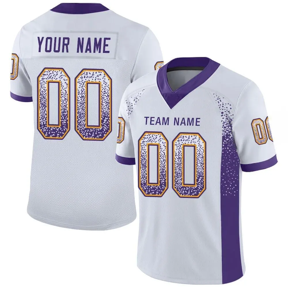 Custom White Green-Gold Drift Fashion Mesh Authentic Football Jersey