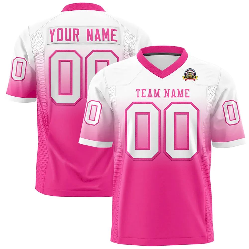 Custom White Pink Gradient Fashion Personalized Authentic Football Jersey
