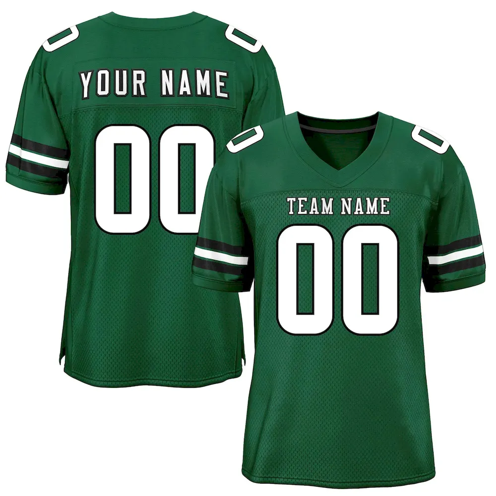 Custom Green White-Black Classic Style Mesh Authentic Football Jersey