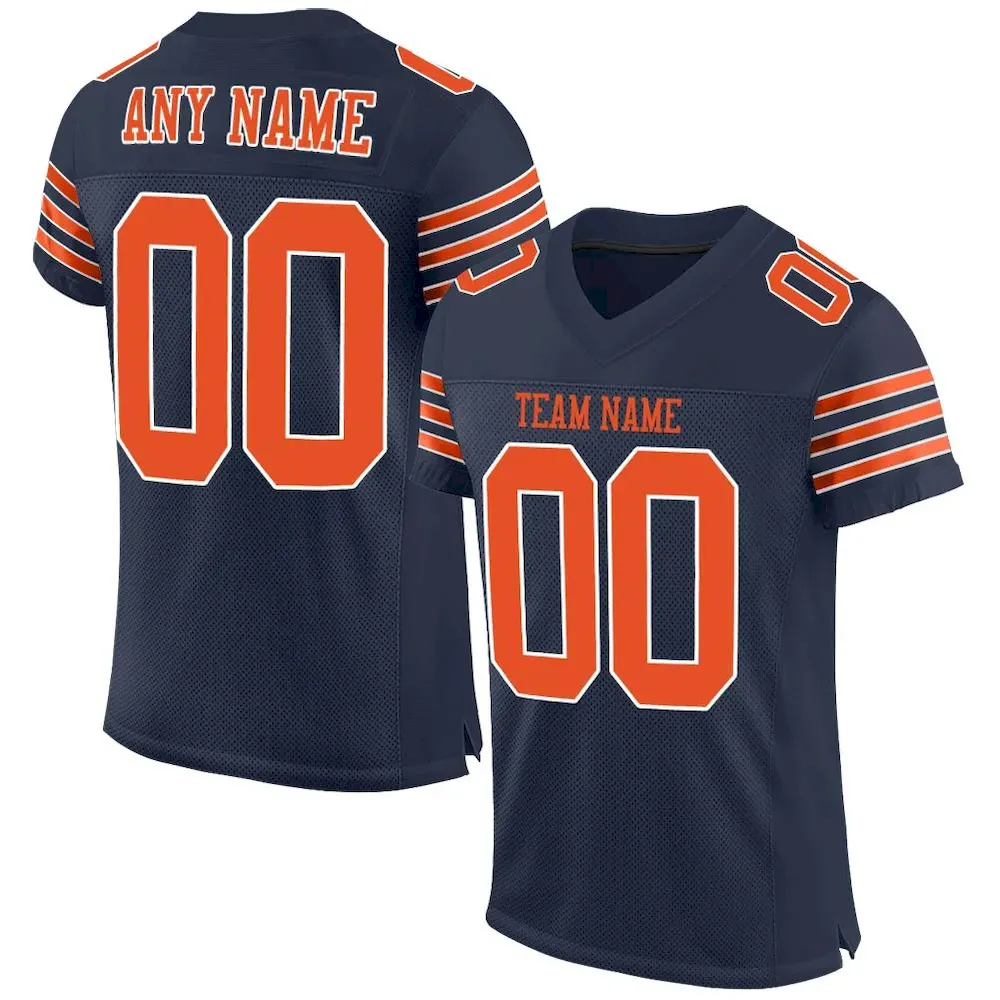 Custom Orange Navy Crew Neck Raglan Long Sleeve Performance T-Shirt