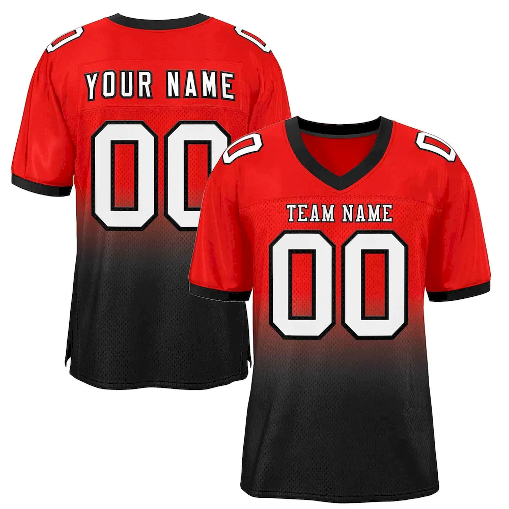 Custom Red Black White-Black Gradient Fashion Outdoor Authentic Football Jersey