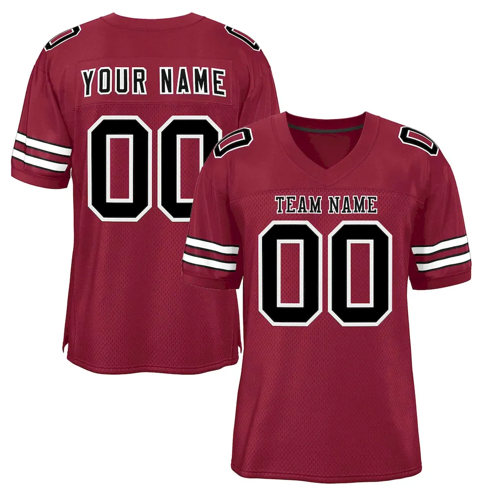 Custom Burgundy Black-White Classic Style Authentic Football Jersey
