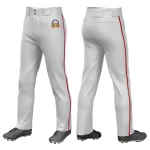 Custom Gray Red Classic Fit Stretch Practice Loose-fit Baseball Pants