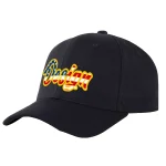 Custom Black Vintage USA Flag-Gold Curved Eaves Sport Design Baseball Cap
