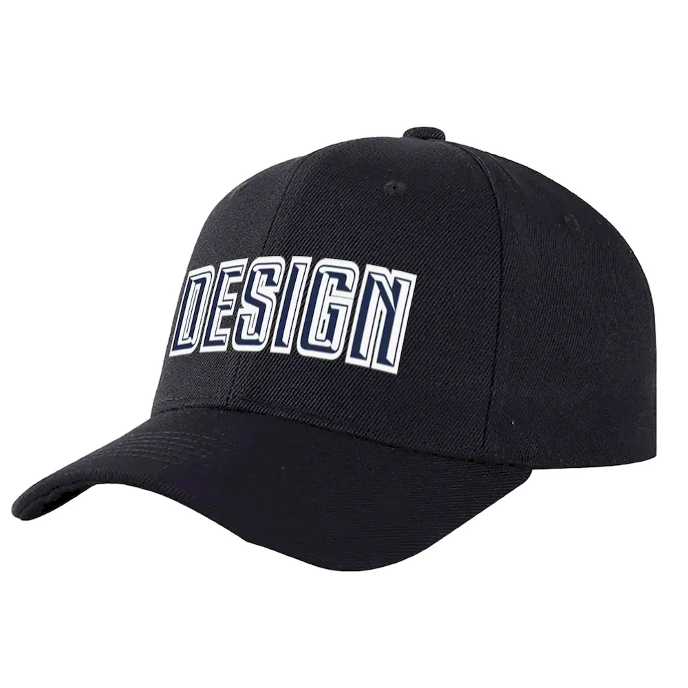 Custom Black Black-Red Curved Eaves Sport Design Baseball Cap