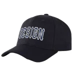 Custom Black Black-Red Curved Eaves Sport Design Baseball Cap