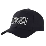 Custom Black Black-White Curved Eaves Sport Design Baseball Cap