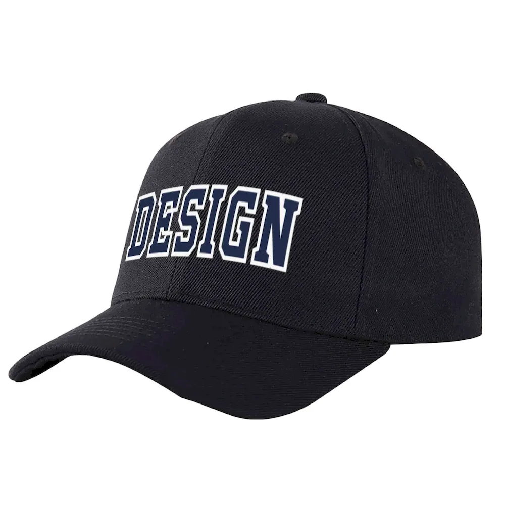 Custom Black Black-Red Curved Eaves Sport Design Baseball Cap