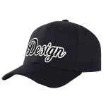 Custom Black Black-White Curved Eaves Sport Design Baseball Cap