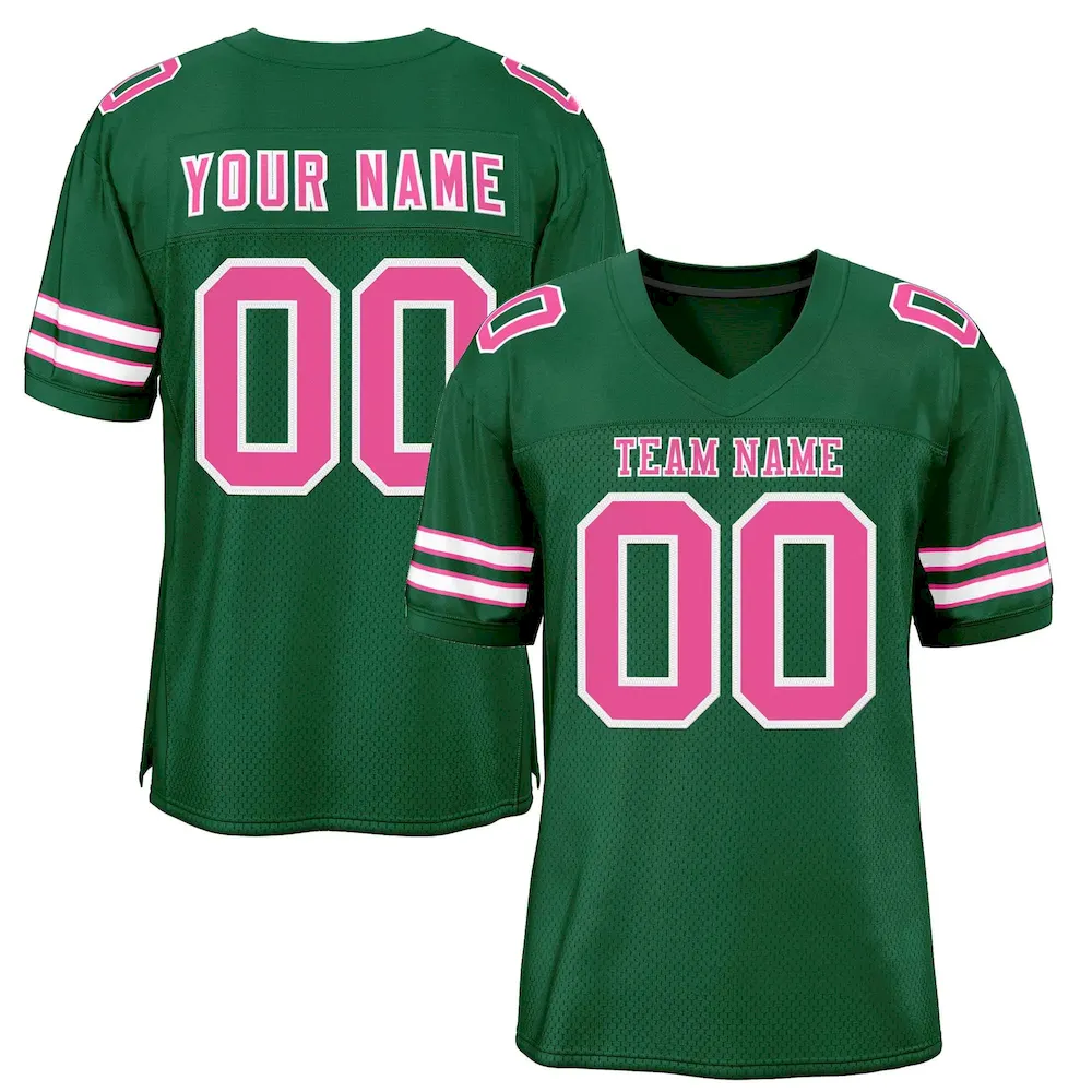 Custom Green Pink-White Classic Style Authentic Football Jersey