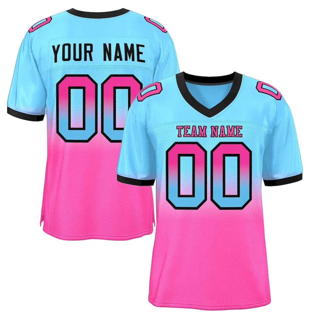 Custom Gradient Fashion Football Jersey Mesh Athletic Sports Shirt Stitched Name Number