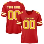 Custom Red Gold-White Classic Style Authentic Football Jersey
