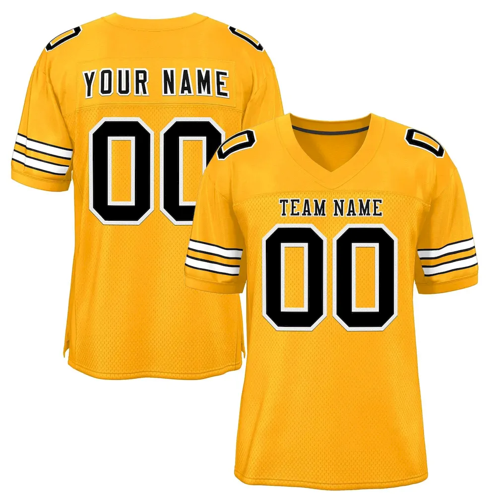 Custom Gold Black-White Classic Style Authentic Football Jersey