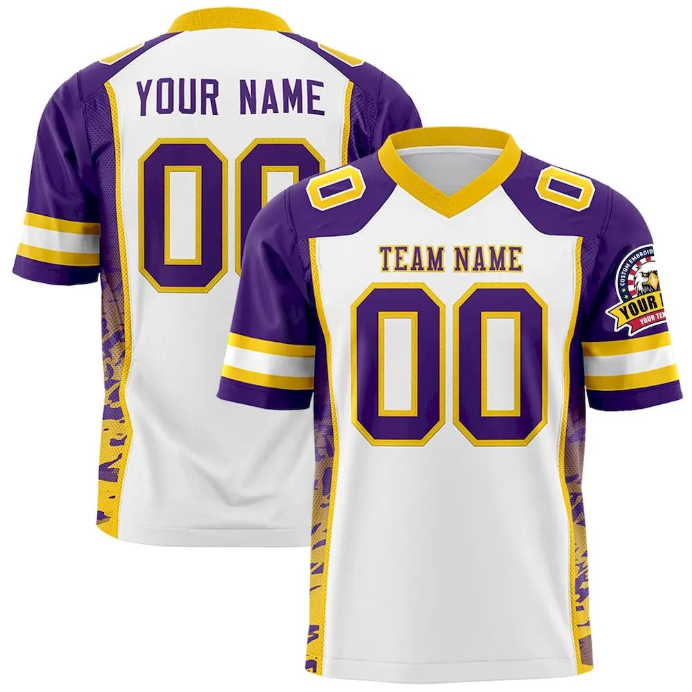 Custom Orange Purple Gradient Personalized Side Pattern Authentic Football Jersey