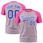 Custom Pink White-Navy Personalized Gradient Fashion Authentic Football Jersey