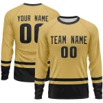 Custom Olive White-Black Color Block Design Long Sleeve Performance T-Shirt