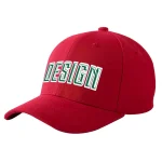 Custom Red Kelly Green-White Curved Eaves Sport Design Baseball Cap