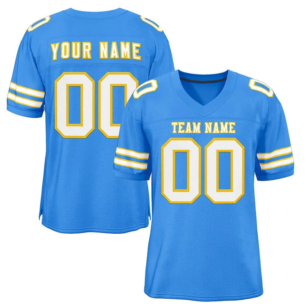 Custom Navy White-Orange Classic Style Mesh Authentic Football Jersey