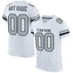 Custom White Silver-Black Classic Style Mesh Authentic Football Jersey