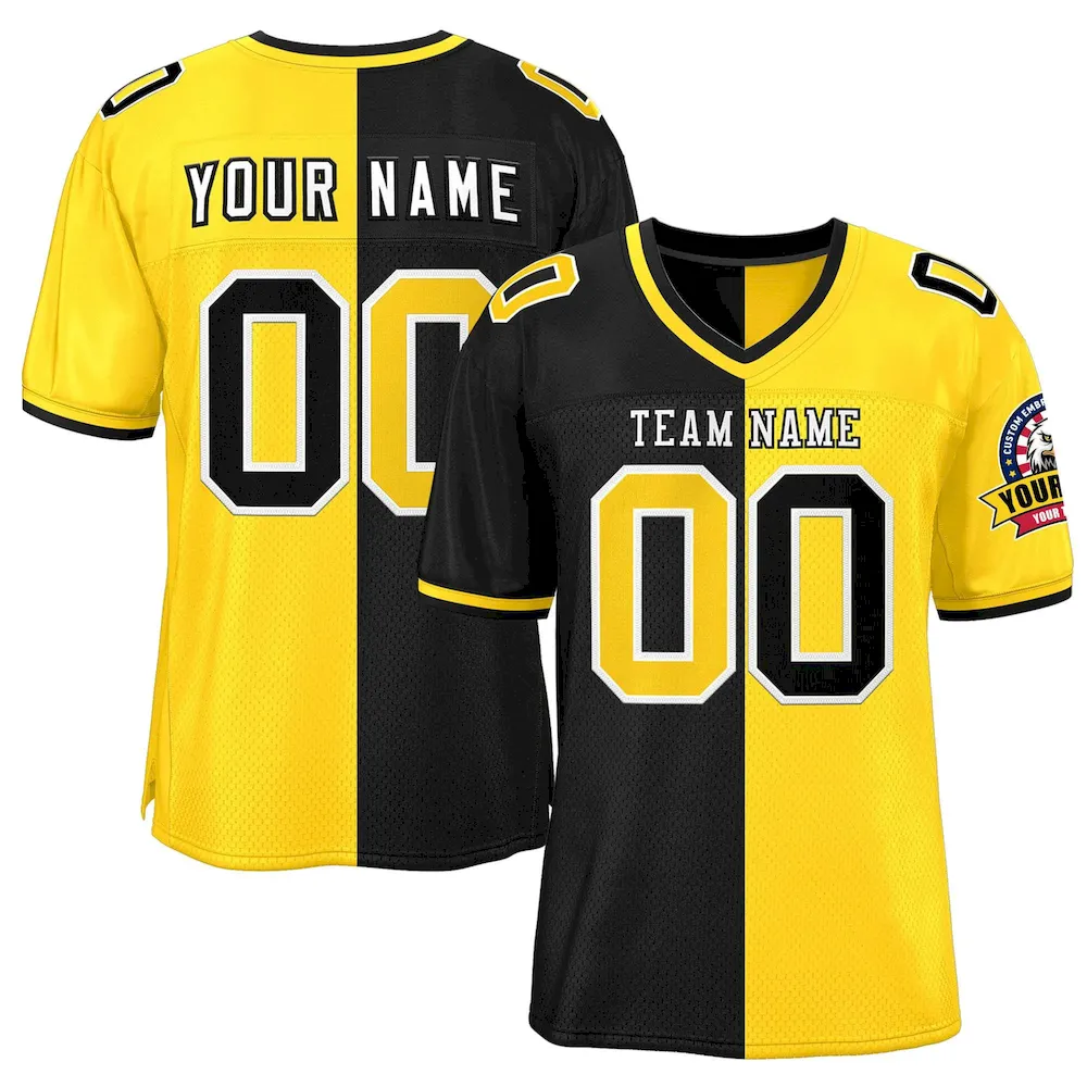 Custom Black Neon Green Personalized Split Two Tone Design Authentic Football Jersey