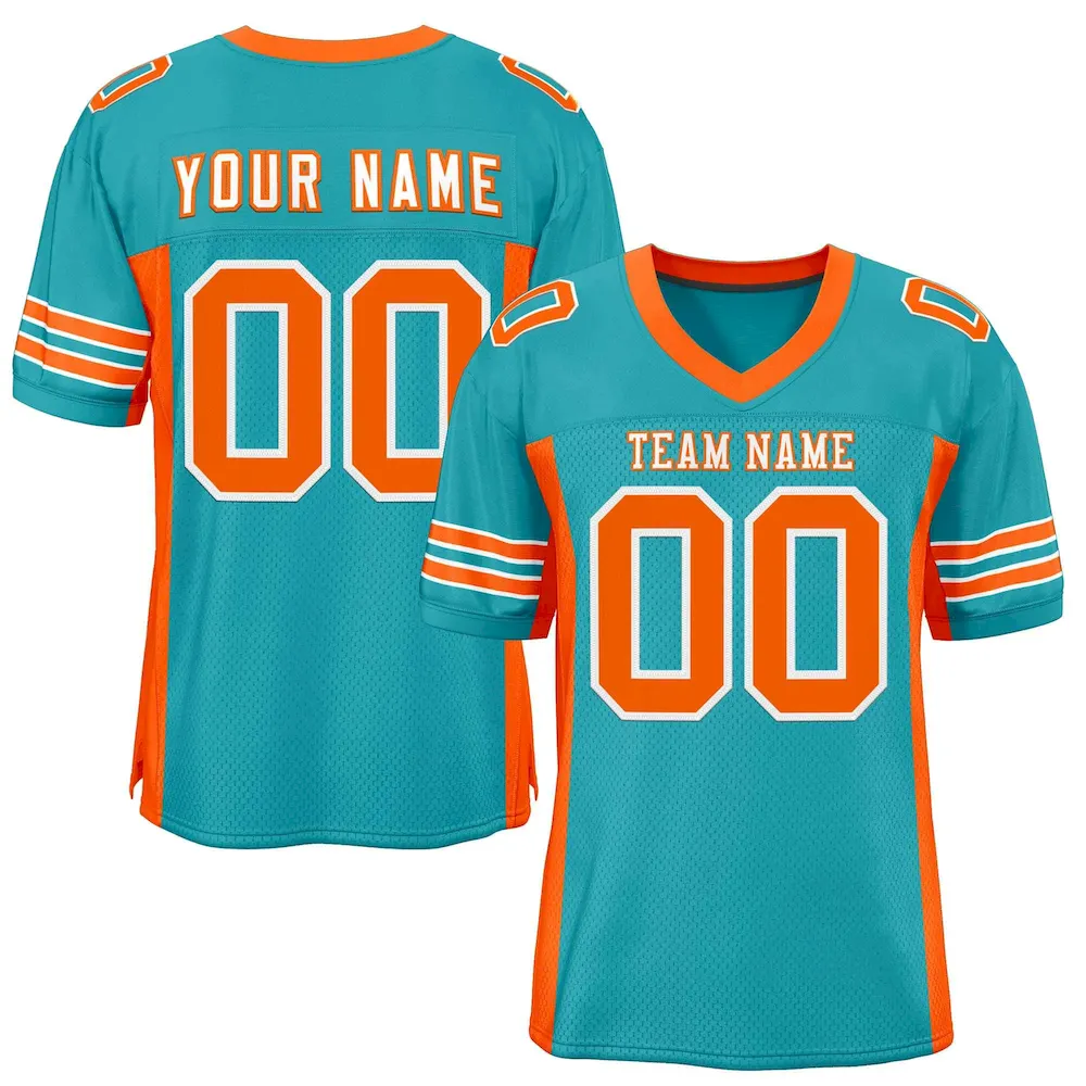 Custom Black Orange Insert Color Design Mesh Authentic Football Jersey