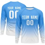 Custom Powder Blue Pink Varsity Full-Snap Raglan Sleeves Letterman Baseball Jacket