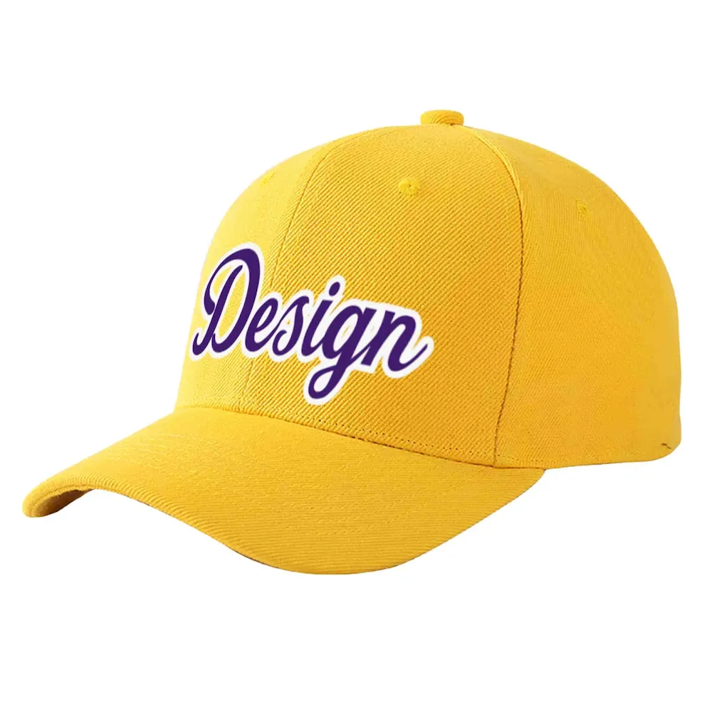 Custom Gold Black-Red Curved Eaves Sport Design Baseball Cap