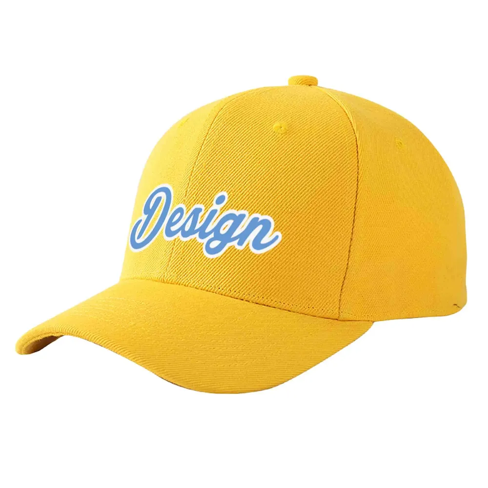 Custom Gold Black-Red Curved Eaves Sport Design Baseball Cap