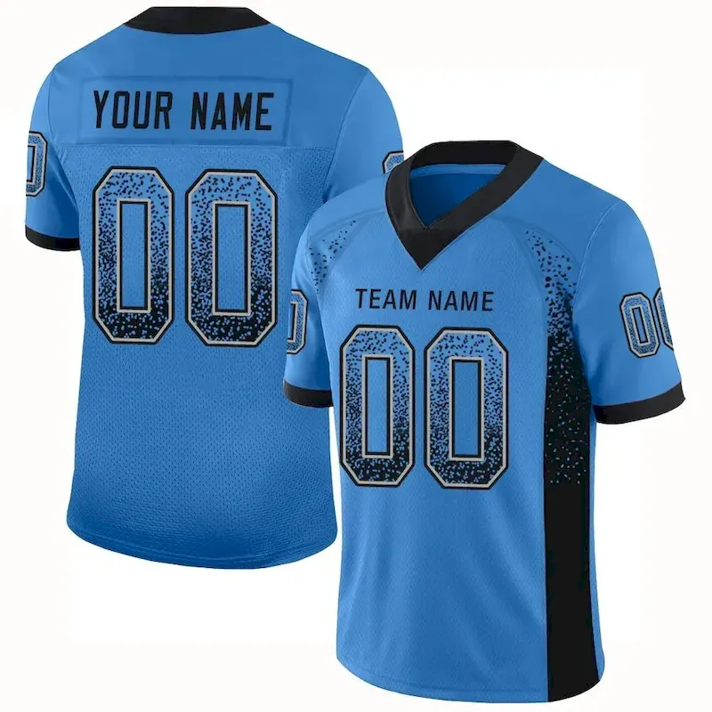 Custom Powder Blue Black-Gray Drift Fashion Mesh Authentic Football Jersey