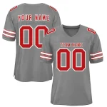 Custom Navy Red White Crew Neck Personalized Raglan Long Sleeve Performance T-shirt