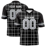 Custom Black Gray Personalized Plaid Pattern Design Authentic Football Jersey