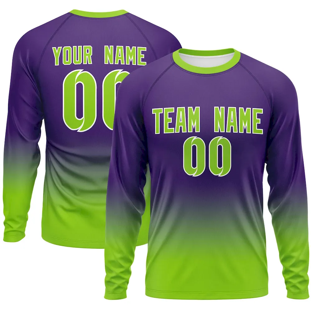 Custom Purple-Pink Gradient Fashion Design Long Sleeve Performance T-Shirt