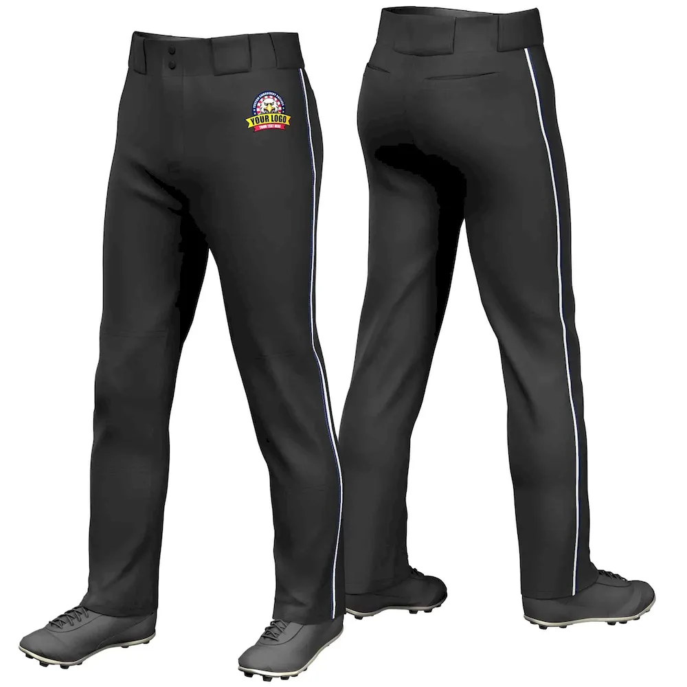 Custom Black Royal-Red Classic Fit Stretch Practice Loose-fit Baseball Pants
