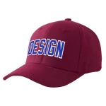Custom Red Wine Royal-White Curved Eaves Sport Design Baseball Cap