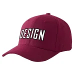 Custom Red Wine White-Black Curved Eaves Sport Design Baseball Cap