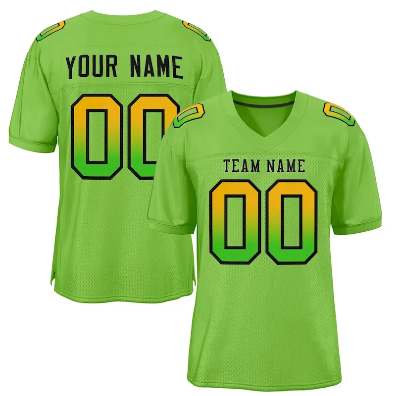 Custom Neon Green Black-Neon Green Gradient Fashion Outdoor Authentic Football Jersey
