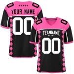 Custom Pink Navy Color Block Bomber Varsity Baseball Jacket
